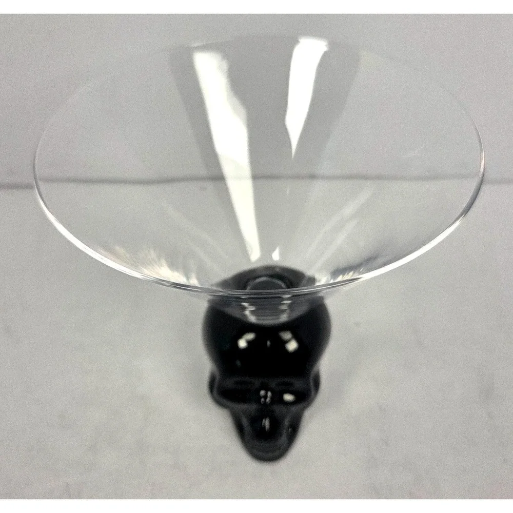 Skull Stem Martini Glass Black Skull Goblet Halloween Cocktail Glass Gothic Bar